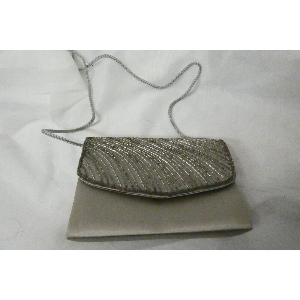 Sasha New York Vintage Evening/Prom Handbag Gray /Silver Beaded